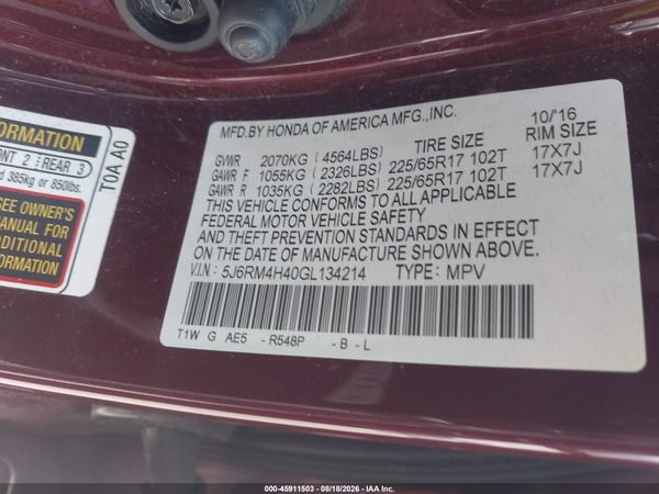 2016 HONDA CR-V SE