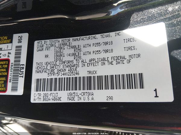 2017 TOYOTA TUNDRA SR5 5.7L V8