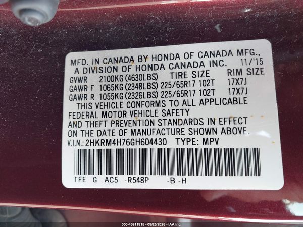 2016 HONDA CR-V EX-L