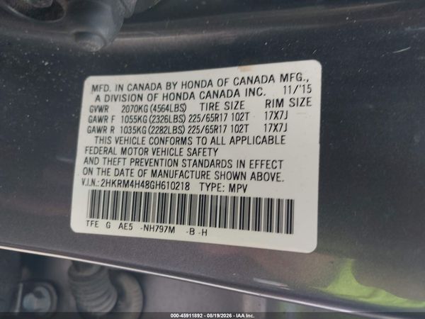 2016 HONDA CR-V SE — I9