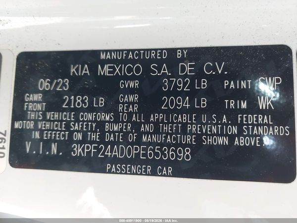 2023 KIA FORTE LXS