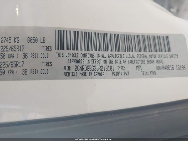 2018 DODGE GRAND CARAVAN SE PLUS