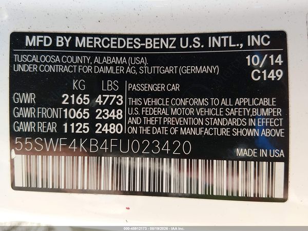 2015 MERCEDES-BENZ C 300 4MATIC