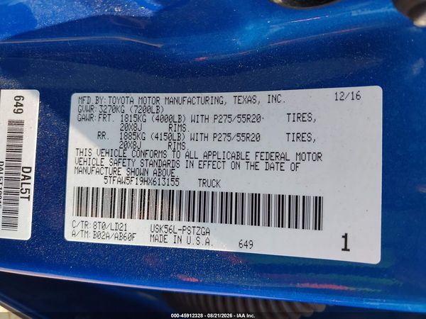 2017 TOYOTA TUNDRA 1794 5.7L V8