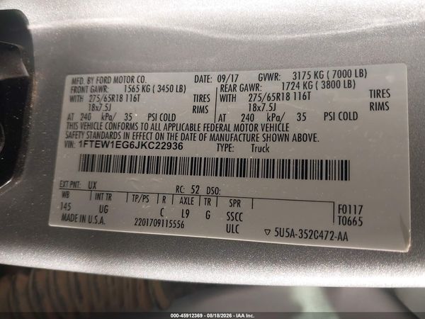 2018 FORD F-150 XLT