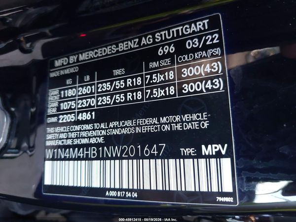 2022 MERCEDES-BENZ GLB 250 4MATIC