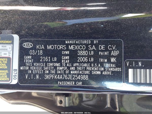 2018 KIA FORTE LX