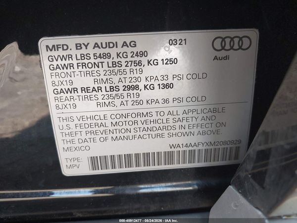 2021 AUDI Q5 SPORTBACK — I9