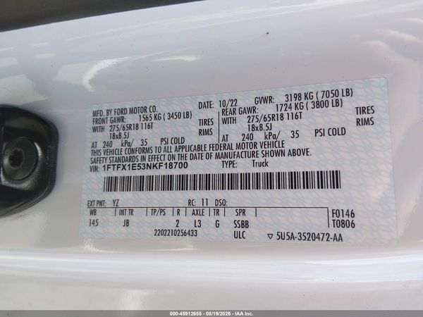 2022 FORD F-150 XL