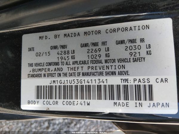2016 MAZDA MAZDA6 I SPORT