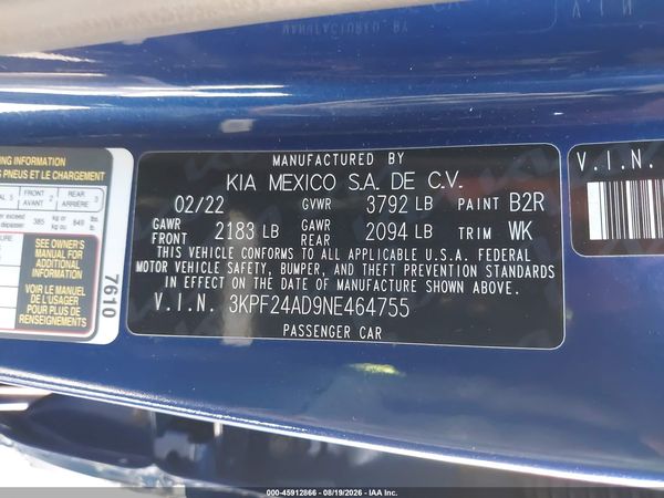 2022 KIA FORTE LXS