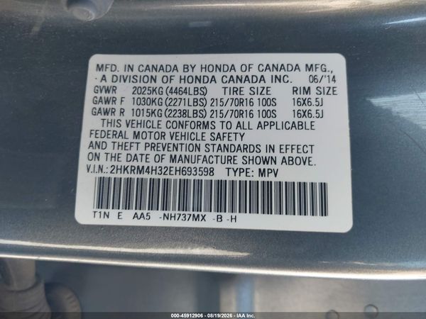 2014 HONDA CR-V LX — I9