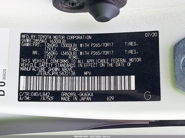 2020 TOYOTA 4RUNNER SR5 PREMIUM — I9