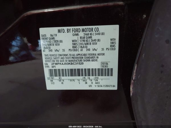 2019 FORD EDGE SEL — I9