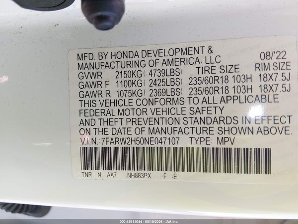 2022 HONDA CR-V AWD EX — I9