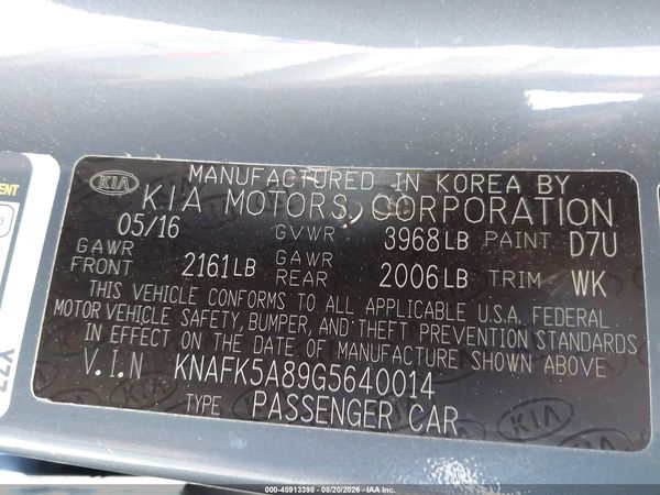 2016 KIA FORTE LX