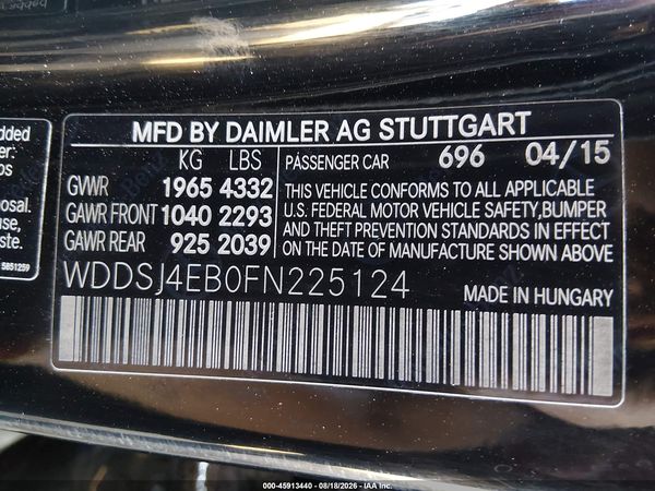 2015 MERCEDES-BENZ CLA 250 CLA250