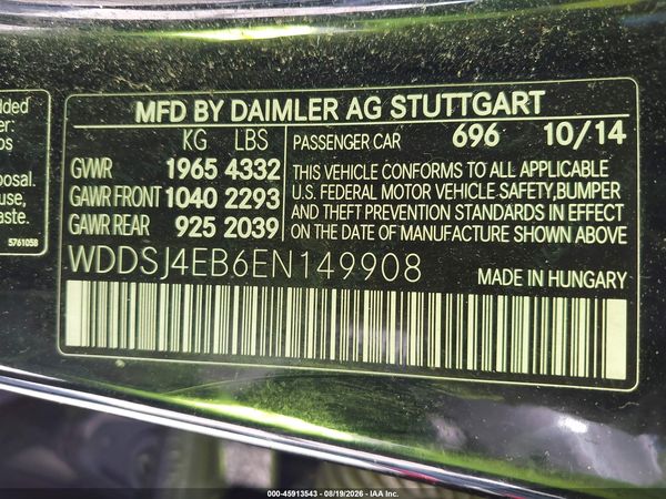 2014 MERCEDES-BENZ CLA 250 CLA250