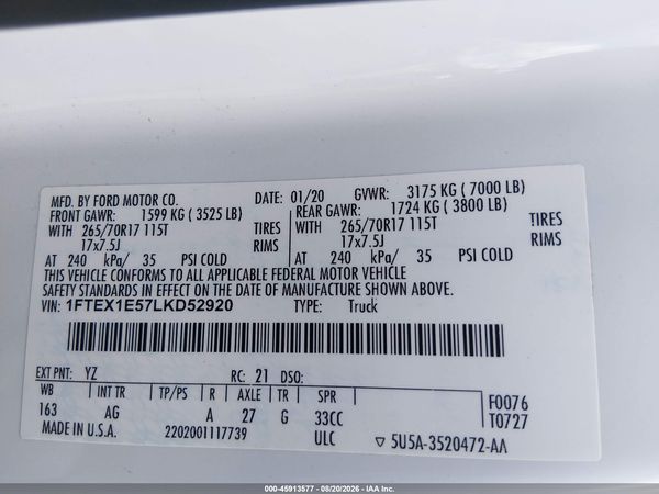 2020 FORD F-150 XL