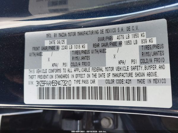 2025 MAZDA MAZDA3 2.5 S