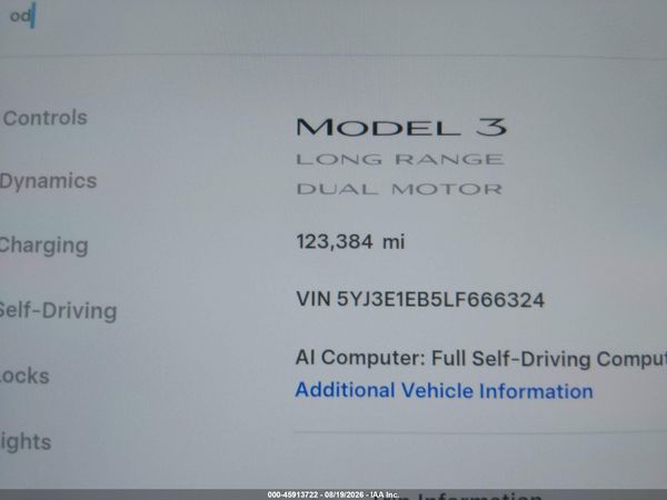 2020 TESLA MODEL 3