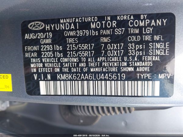 2020 HYUNDAI KONA SEL PLUS