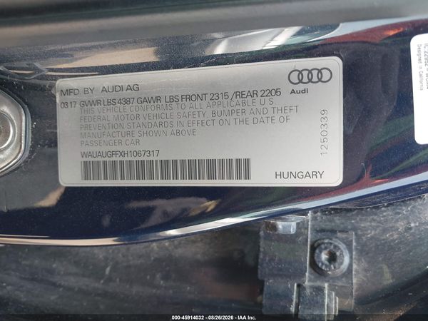 2017 AUDI A3 PREMIUM — I9
