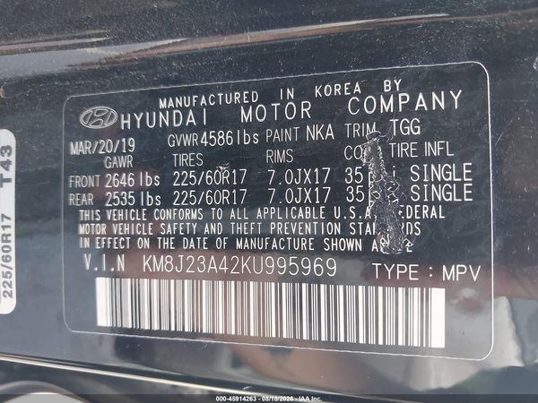 2019 HYUNDAI TUCSON SE — I9