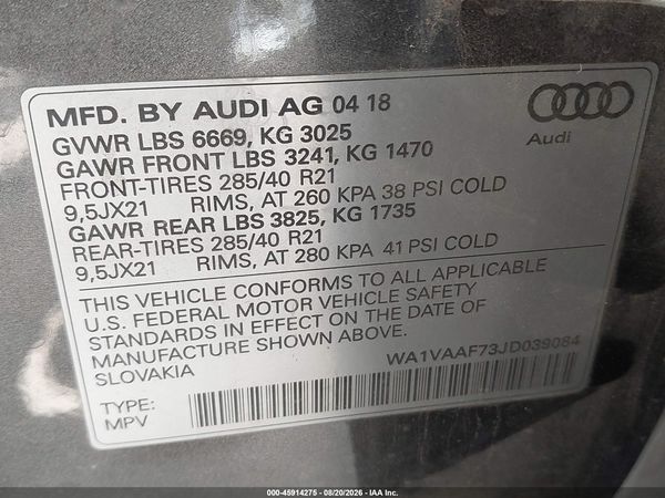 2018 AUDI Q7 3.0T PREMIUM