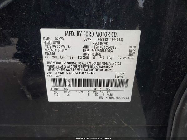 2020 FORD EDGE SEL — I9