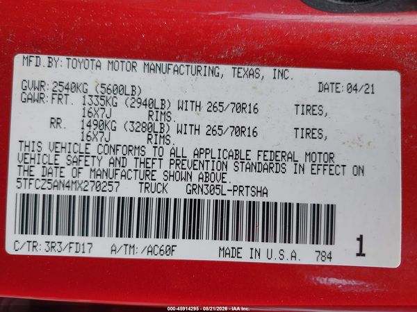 2021 TOYOTA TACOMA TRD OFF-ROAD — I9