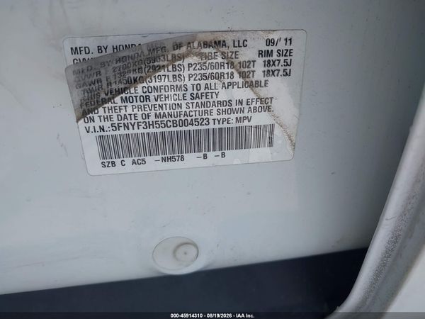 2012 HONDA PILOT EX-L