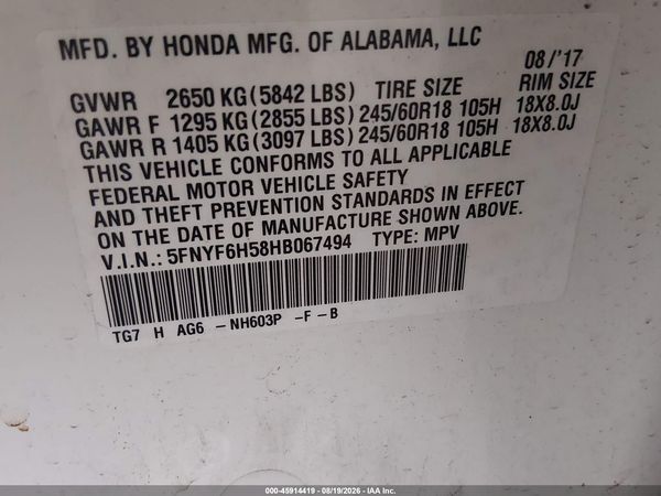 2017 HONDA PILOT EX-L