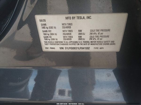 2020 TESLA MODEL Y