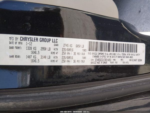 2012 DODGE GRAND CARAVAN SXT — I9