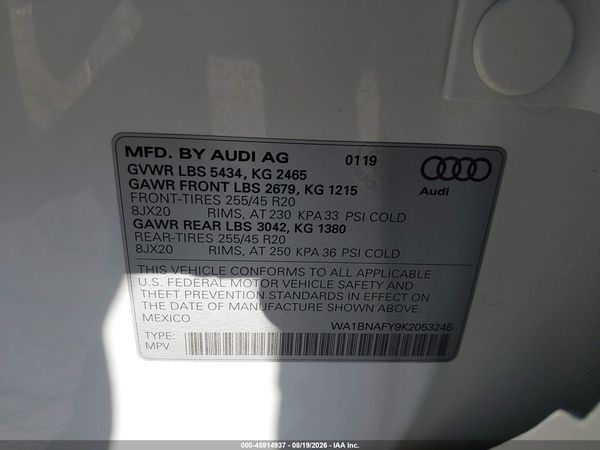 2019 AUDI Q5 45 PREMIUM