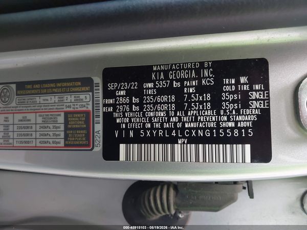 2022 KIA SORENTO S