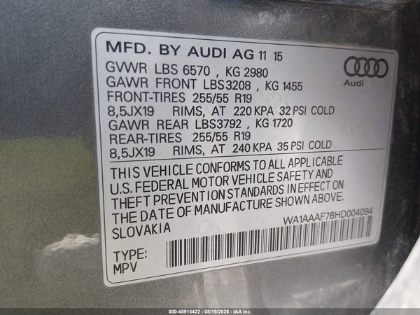 2017 AUDI Q7 3.0T PREMIUM