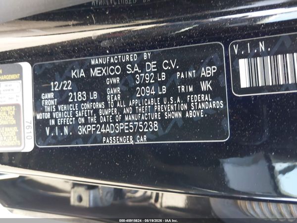 2023 KIA FORTE LXS
