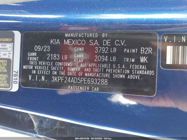2023 KIA FORTE LXS