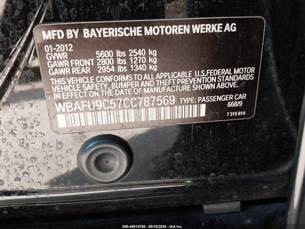 2012 BMW 550I XDRIVE