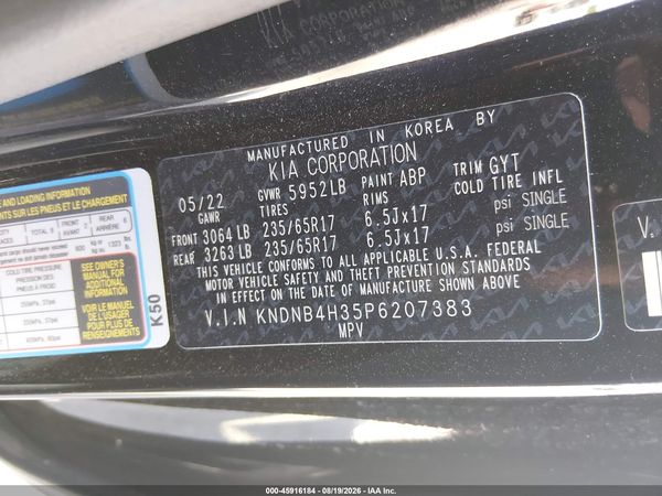 2023 KIA CARNIVAL MPV LX SEAT PACKAGE
