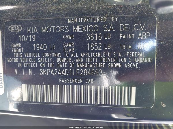 2020 KIA RIO S