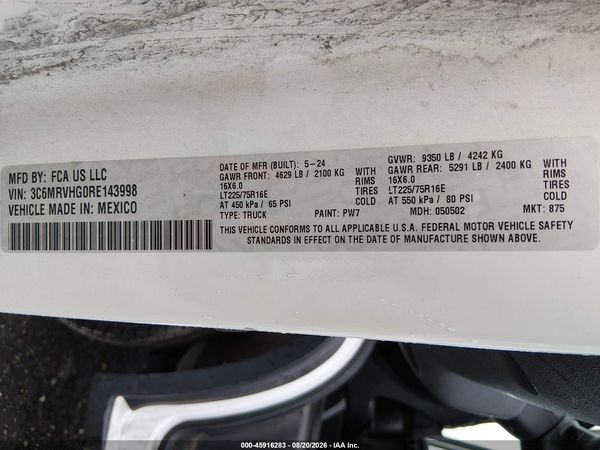 2024 RAM PROMASTER 3500 SLT HIGH ROOF 159 WB