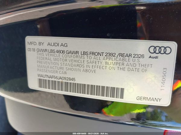 2018 AUDI A5 2.0T PREMIUM — I9