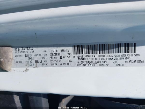 2016 RAM PROMASTER 1500 LOW ROOF