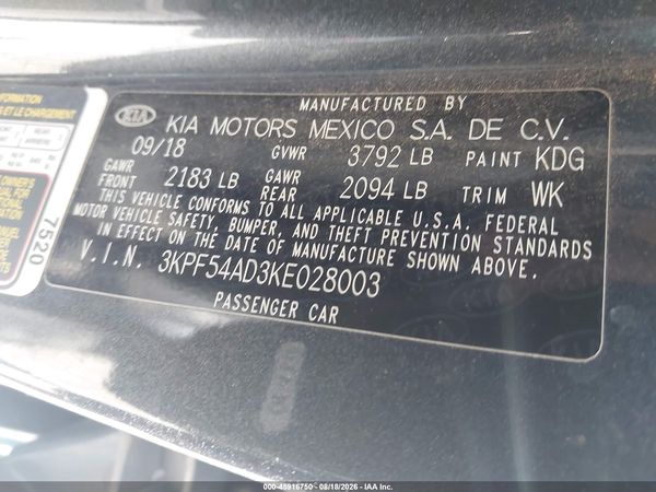2019 KIA FORTE EX