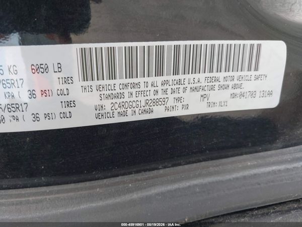 2018 DODGE GRAND CARAVAN SXT — I9