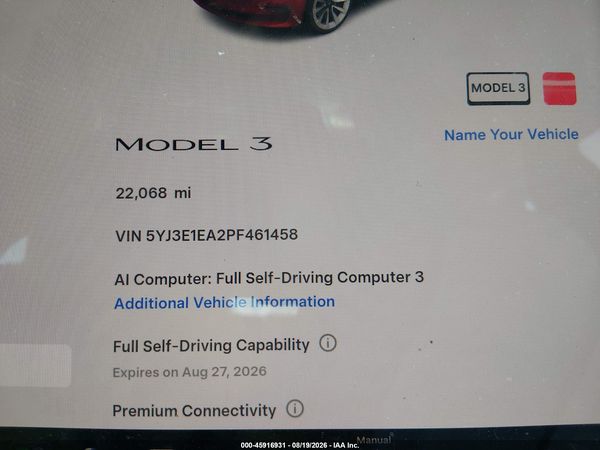 2023 TESLA MODEL 3 REAR-WHEEL DRIVE