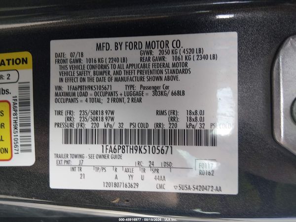 2019 FORD MUSTANG ECOBOOST
